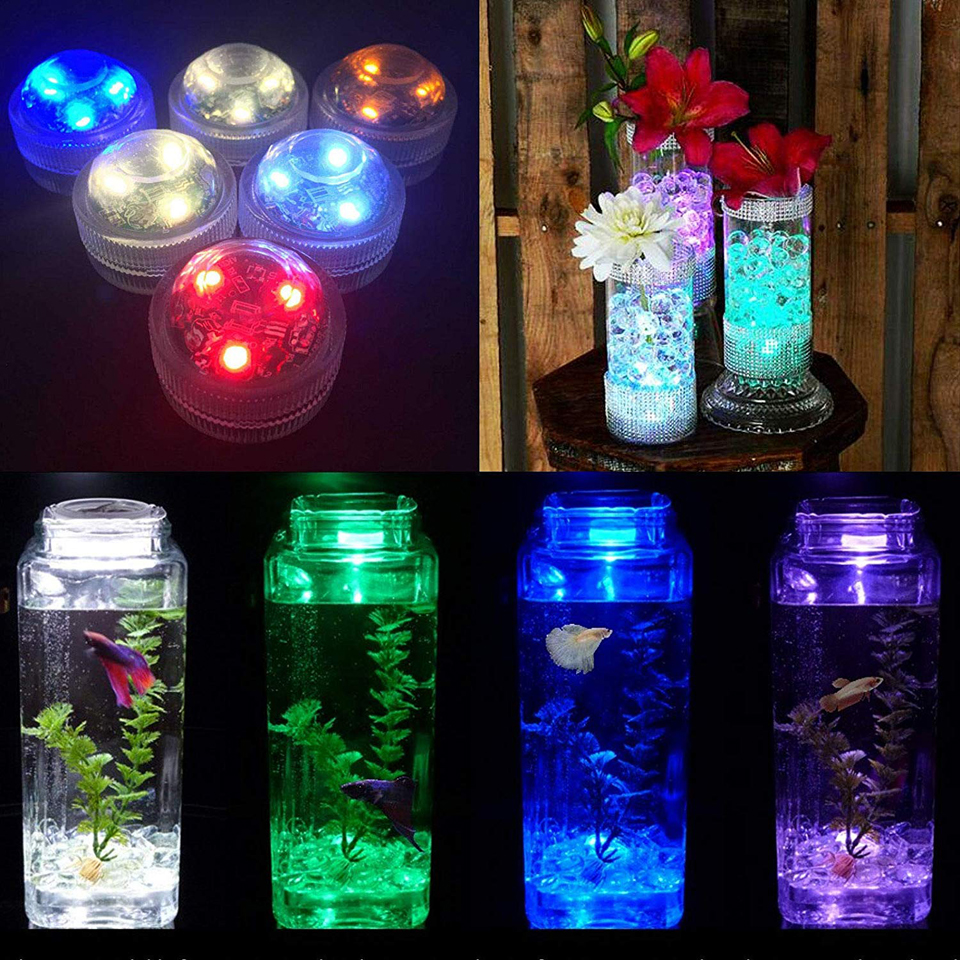 Submersible LED Lights Waterproof RGB Underwater Light For Wedding Tea Light Hot Tub Pond Pool Bathtub Aquarium Party Vase Decor