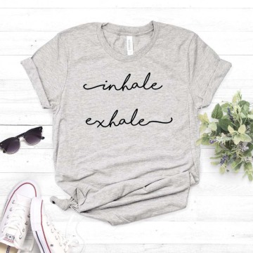 Inhale Exhale Print Women tshirt Cotton Hipster Funny t-shirt Gift Lady Yong Girl Top Tee Drop Ship ZY-455