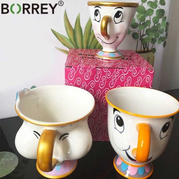 BORREY Cartoon Ceramic Coffee Mug Cup Beauty And The Beast Tea Cup Cute White Porcelain Mug Table Decoration Creative Gift