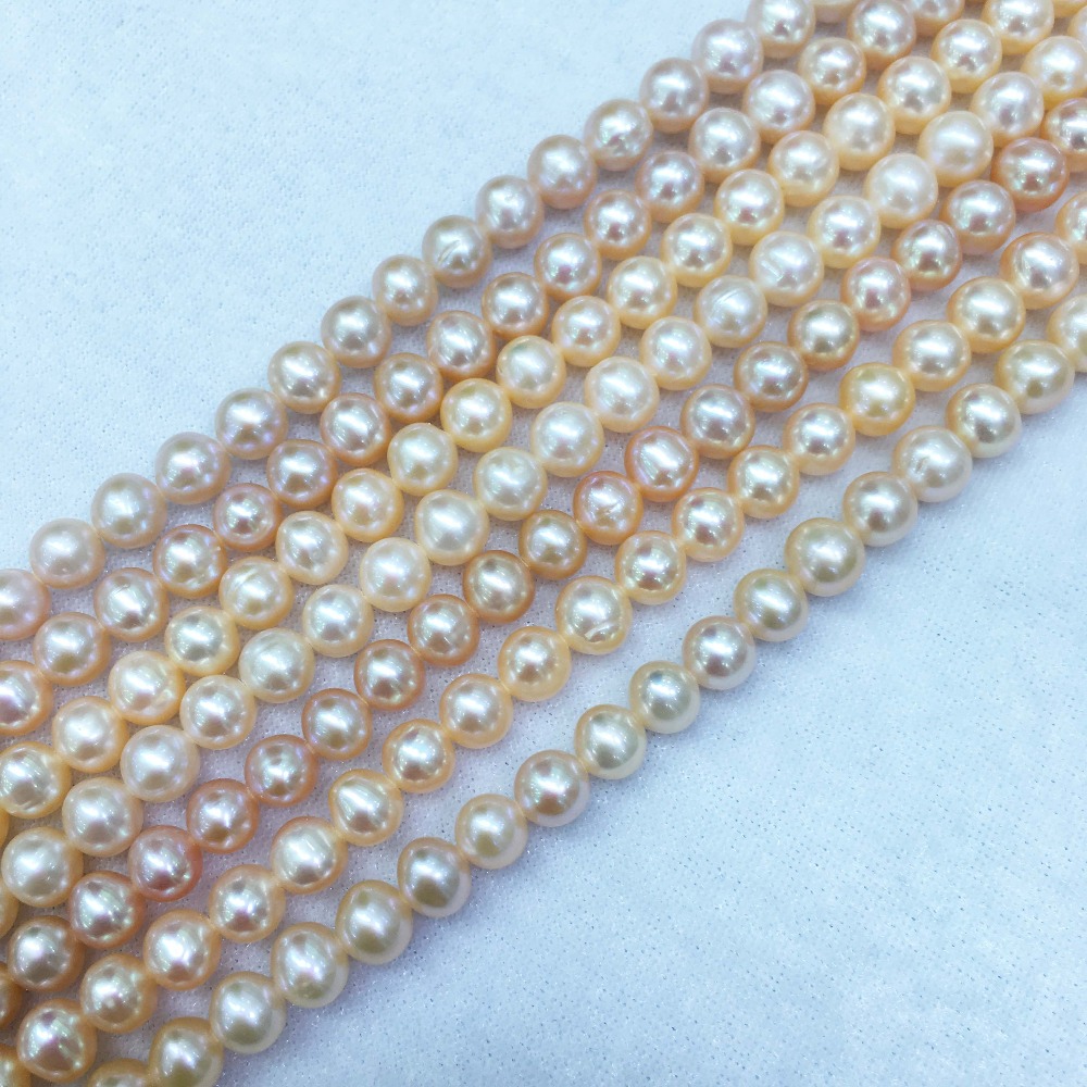 Natural freshwater pearl beads high quality 36 cm perforated loose beads DIY ladies necklace bracelet production 7-8MM 3colors