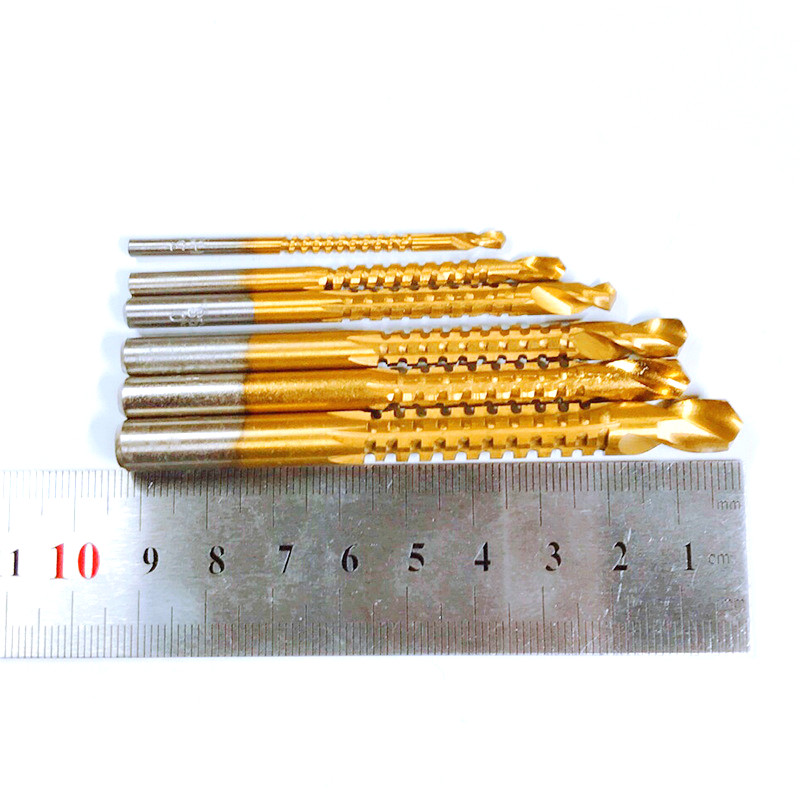 6pcs/Set 3-8mm Titanium Coated HSS Drill Bit Electric Drill Plastic Metal Hole Grooving Drill Saw Carpenter Woodworking Tools