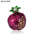 Blucome Lovely Purple Enamel Brooch Fruit Pomegranate Pins For Girls Women Party Clothing Sweater Suit Coat Scarf Jewelry Gifts