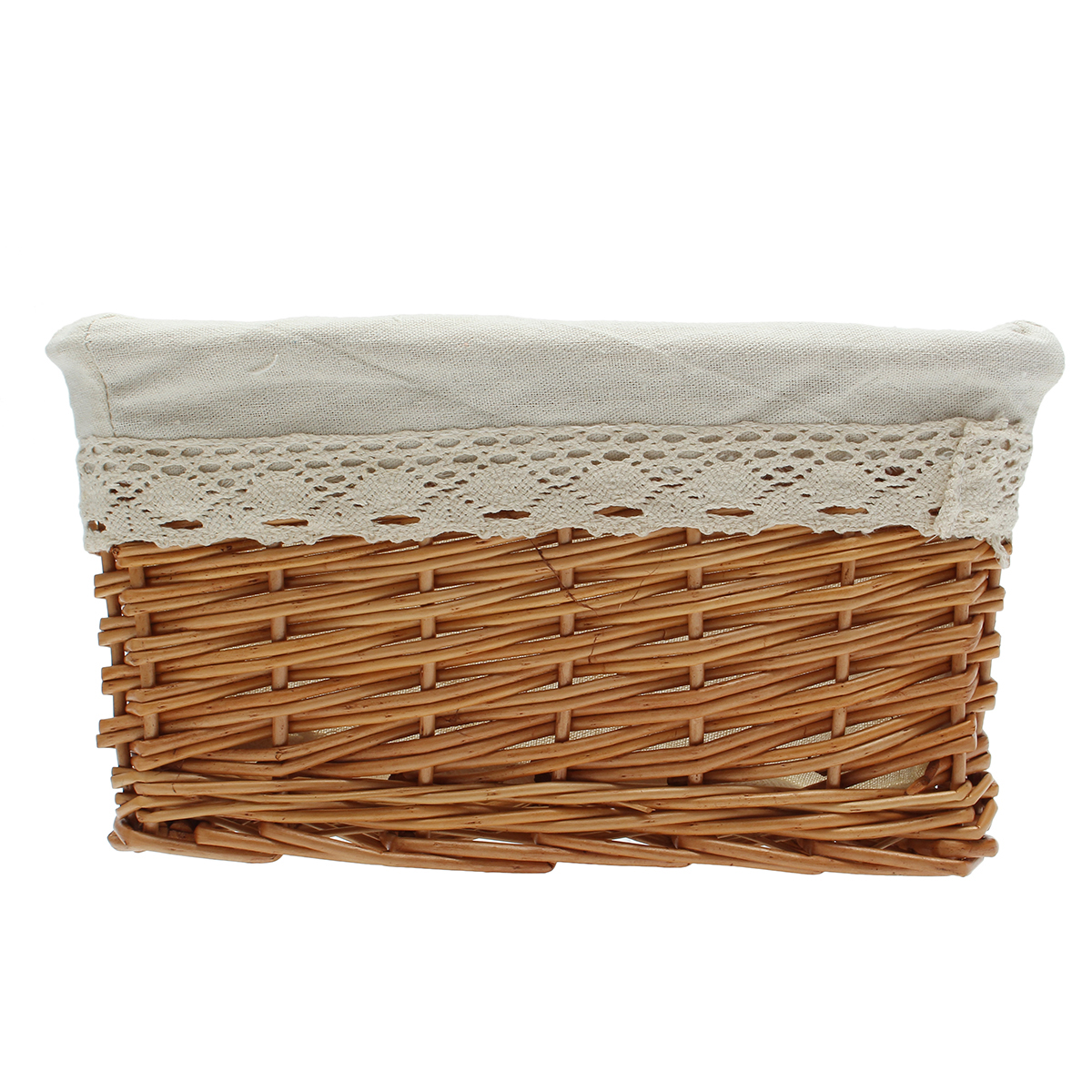 Multipurpose Rectangular Wicker Storage Basket with Removable Washable Liner Willow Woven Containers