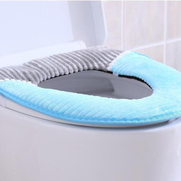 1PCS Toilet Seat Sticky Buckle Waterproof Thickened Warm Winter Corduroy Stripe Bathroom Household Lavatory Cushion Toilet Set