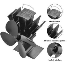 Stove Fan Black Fireplace 4 Blade Heat Powered Stove Fan Wood Burner Eco Friendly Quiet Fan Home Efficient Heat Distribution