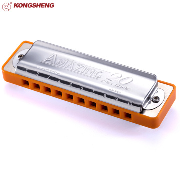 KONGSHENG Diatonic Professional Amazing 20 Deluxe Harmonica 10 Holes Blues Harp Mouth Organ Key of C ABS Comb Musical Instrument