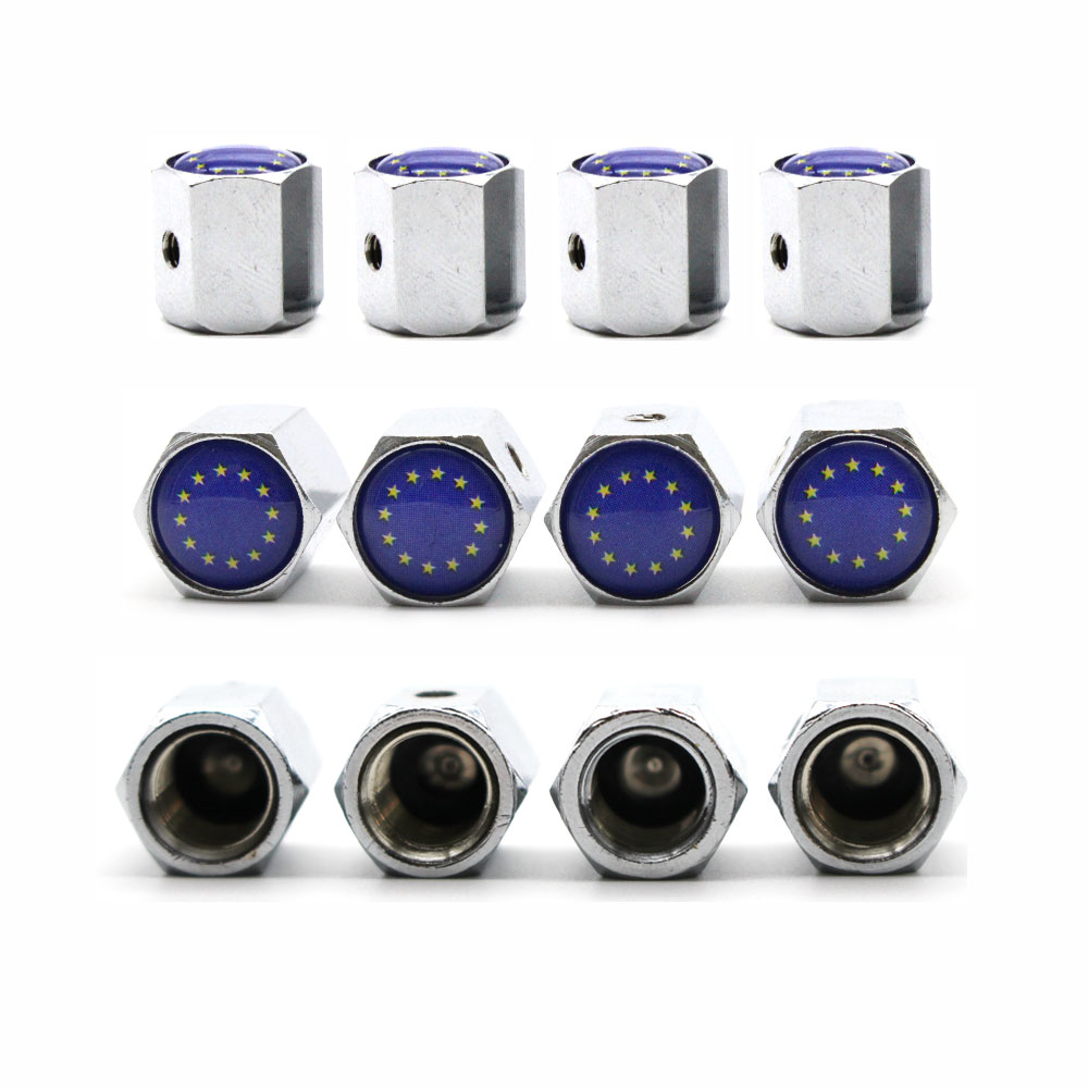 5 Pcs/Set Car Styling Zinc Alloy Anti-theft European Union The EU Flag Car Tire Valve Caps Wheel Tires Tire Stem Air Cap Airtigh