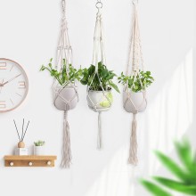 Hanging Baskets Flowerpot Plant Holder Pot Macrame Plant Hanger Hanging Planter Basket Jute Rope Braided Craft Vintage Decor