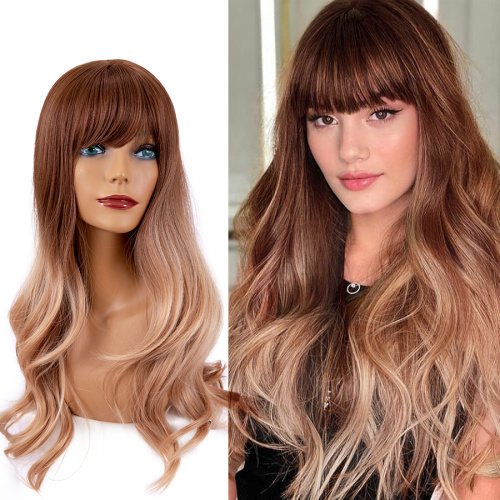 Fashion Ombre Brown Long Water Wavy Synthetic Wig Supplier, Supply Various Fashion Ombre Brown Long Water Wavy Synthetic Wig of High Quality