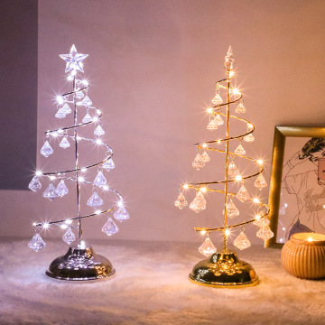 Christmas Tree Spiral Crystal Light LED Desk Table Lamp Christmas Decoration For Home Xmas Accessories Holiday Lighting