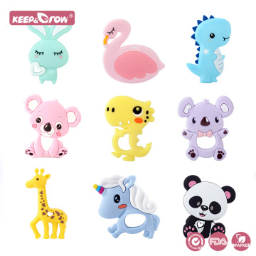 Keep&Grow 1Pcs Animal Silicone Teethers BPA Free Chewable Baby Toys Koala Panda Mordedor Bebe DIY Teething Necklace Accessories