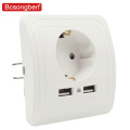 Bcsongben pop Dual USB Port 5V 2A Electric Wall Charger Adapter EU Plug Socket Switch Power Dock Station Charging Outlet Panel