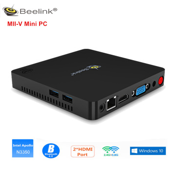 Beelink MII-V Mini PC Intel N3350 4GB DDR4L 64GB Dual Display Windows10 Mini Pc Bluetooth 2.4G+5.8G Wifi 1000M 4K Media Player