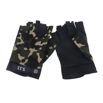 Men Camouflage Gloves Outdoor Sport Cycling Half Finger Anti-Slip Shock-Absorbing Fitness Fingerless Mittens Warmer