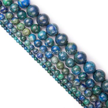Wholesale Natural Semi Precious Gem Round Chrysocolla Azurite Stone Strand Loose Beads For DIY Jewelry Making 4 6 8 10 12mm 15