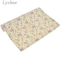 Lychee Life 29x21cm A4 Flower Printed Glitter PU Fabric High Quality Sewing Synthetic Leather DIY Material For Handbag Garments