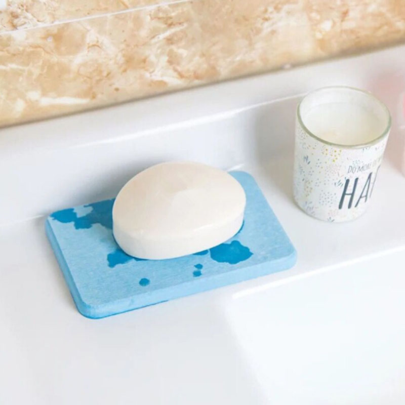 4 Colors Bathroom Products Portable Soap Dishes Diatomite Soap Algae Drain Soap Mat Water Absorption Non-slip Soap Box