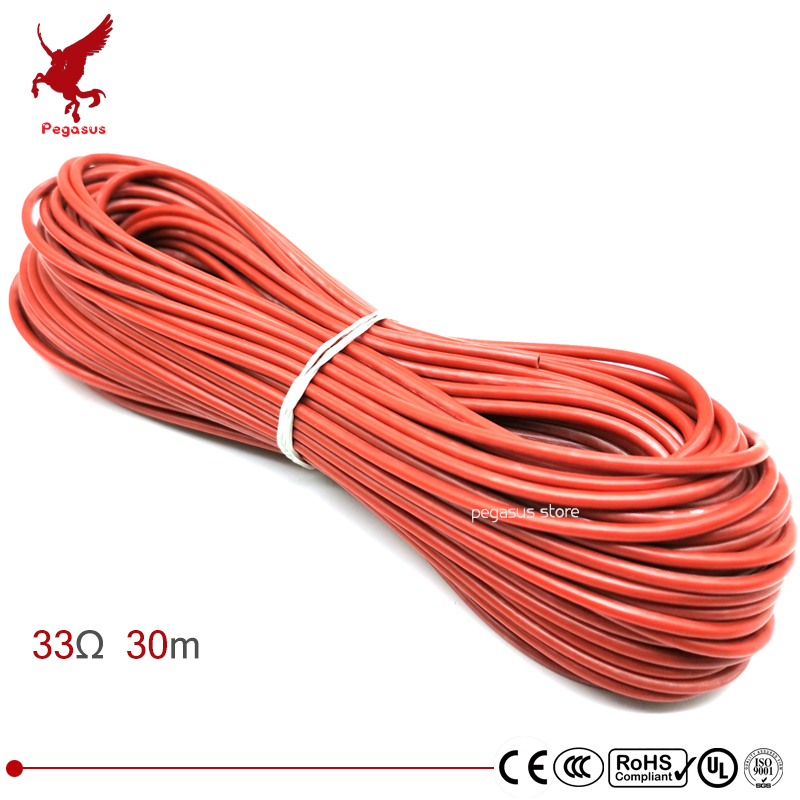 30m 12k 33ohm silicone rubber carbon fiber heating cable 5V-220V floor heating low cost high quality infrared heating wire
