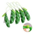 5pcs Extrusion Soybean Bean Pea Keychain Phone Bag Charm Stress Relieve Funny Practical Jokes Toy Funny Gift TXTB1