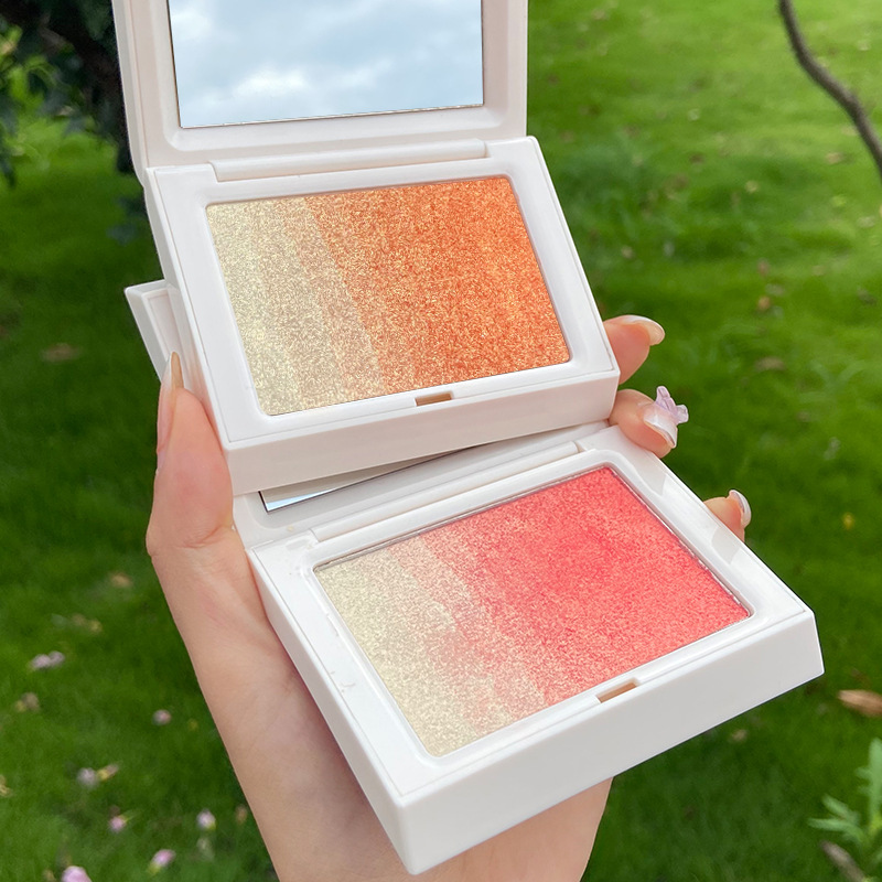 1PCS Blush Repair Volume Pearlescent Micro-flash Clear And Gradually Dyed Brighten Blush Highlighter Face Shadow Plate TSLM1