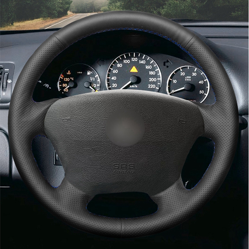 Black DIY Artificial Leather Car Steering Wheel Cover for Mercedes Benz W163 M-Class ML230 270 320 350 430 500 1997