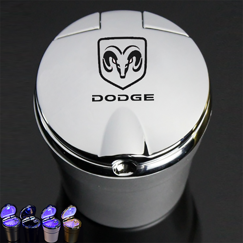 For Dodge Challenger Avenger SXT Nitro RAM 1500 Car Ashtray With Led Lights With Cover Creative Personality Covered Car Ashtray