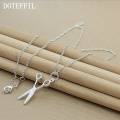 DOTEFFIL 925 Sterling Silver 18 Inch Chain Scissors Pendant Necklace For Woman Fashion Wedding Engagement Party Charm Jewelry