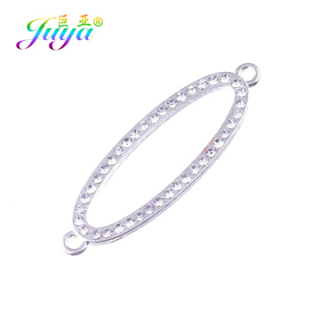 Juya Wholesale Simple Jewelry Findings Hand made Oval Shape Floating Charms Connector Accessories For DIY Jewelry Making