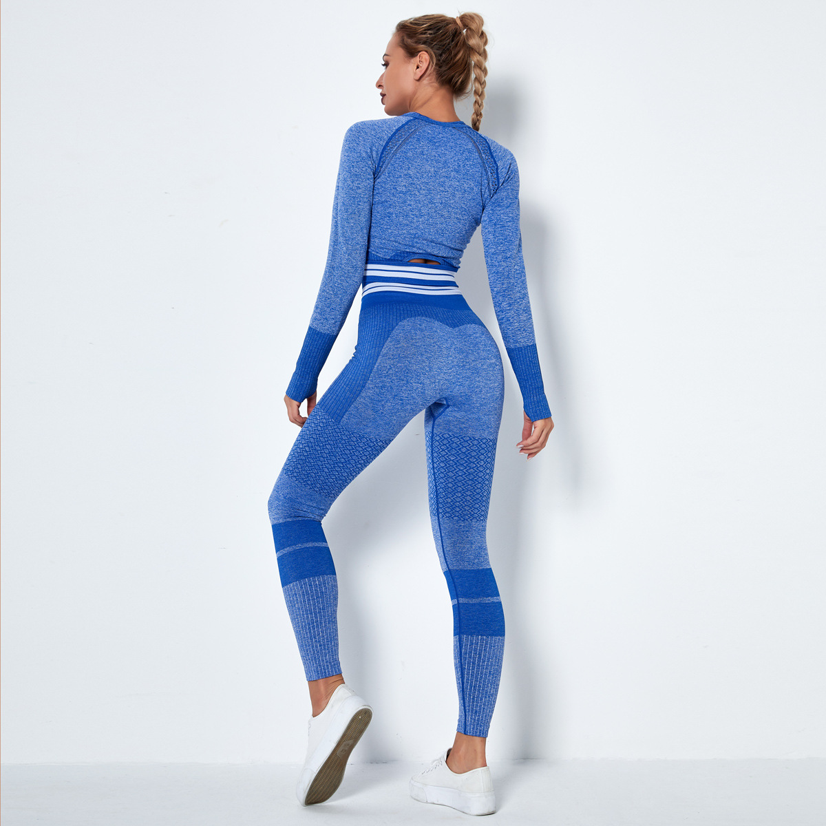 4 Color 2 Piece Sport Suit Set Woman Training Wear Seamless Knitted Sport Bra Legging Fitness Trousers Women's Yoga Tracksuit