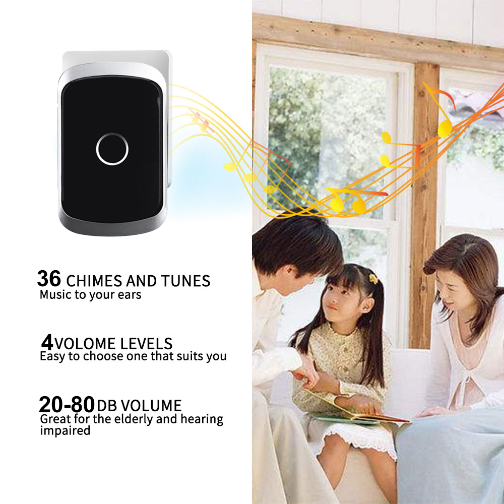 Wireless Waterproof Doorbell 300M Remote US EU UK AU Plug LED Flash Home Cordless Door Bell Chime 1 2 Buttons 1 2 3 Receivers