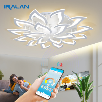IRALAN Lustre modern led chandeliers lights for living room kitchen bedroom kids' room dimmable art deco remote control white