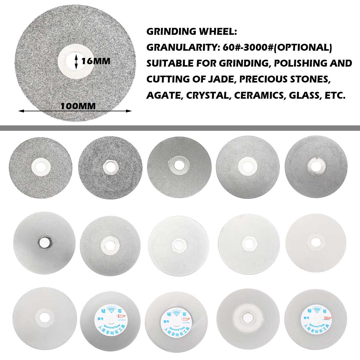Grit 80-3000 Diamond Coated Flat Lap Wheel Jewelry Grinding Polishing Disc