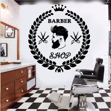 Barber Shop Sign Window Decoration Wall Stickers Accessories For Barber Shop Beauty Salon Wall Decal Barbershop Logo M312