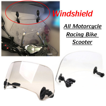 Universal Motorcycle Scooter Adjustable Clip On Windscreen Windshield Extension Spoiler Wind Deflector Adjustable Lockable