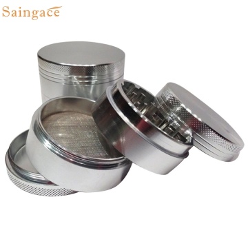 Saingace home New 4-layer Aluminum Herbal Herb Tobacco Grinder Four Stainless Steel Pollen Screen Filter Smoke Grinders