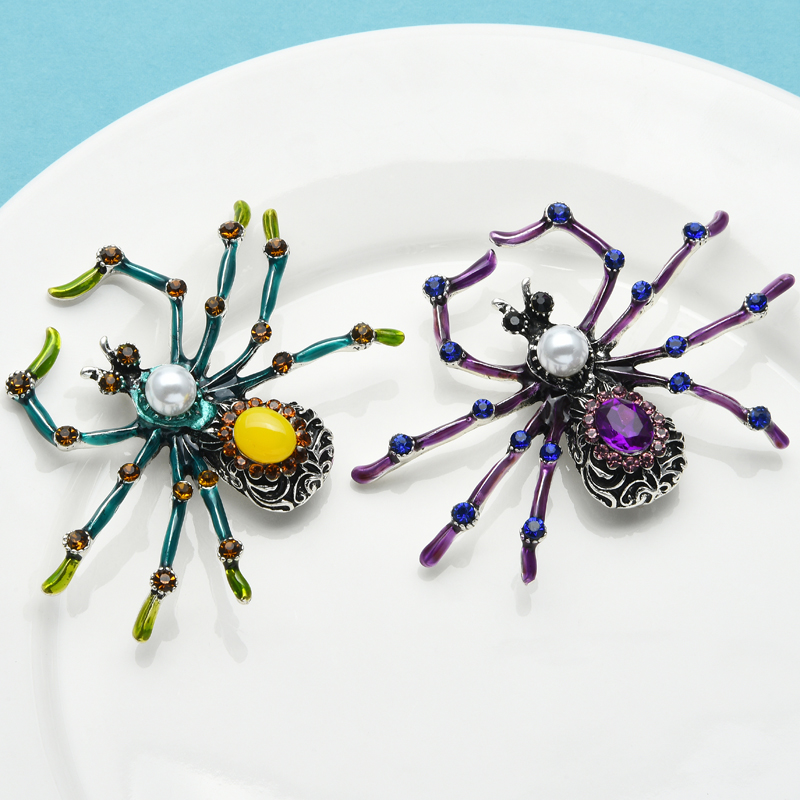 Wuli&baby Big Spider Brooches Women Unisex 2-color Insect New Year Brooch Pins Gifts