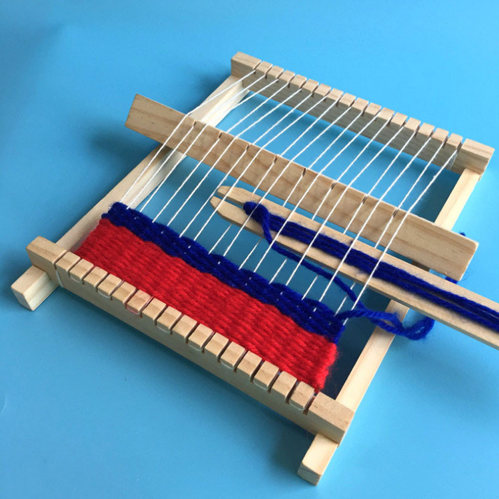 Wooden Traditional Weaving Loom Children Toy Craft Educational Gift Wooden Weaving Frame DIY Hand Knitting Machine Kids Toys#J7