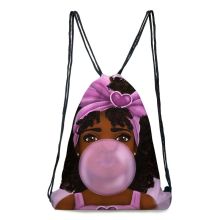 HUMERPAUL Cute African Girl Drawstring Gym Bag School Library Swimming Travel Adult Teenagers Sports Backpack Daypack