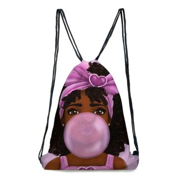 HUMERPAUL Cute African Girl Drawstring Gym Bag School Library Swimming Travel Adult Teenagers Sports Backpack Daypack