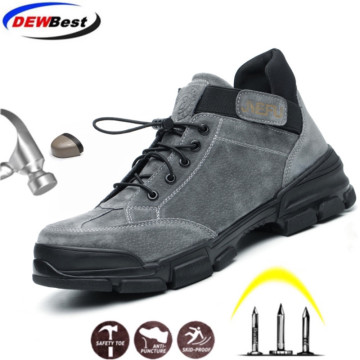 DEWBEST Light weight, breathable, puncture proof and antiskid structure men's steel toe safety work shoes protective boots