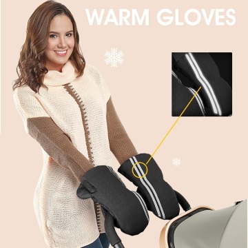 Stroller Gloves Winter Warm Baby Pushchair Hands Muff Gloves Waterproof Thicken Warm Furry Gloves Baby Stroller Clutch Gloves