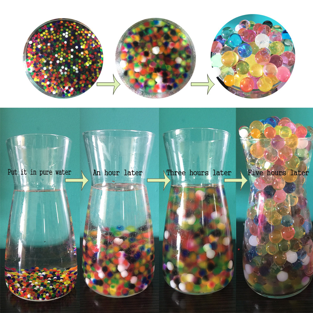 Transparent 10000pcs/bag Crystal Soil Water Beads Hydrogel Balls Growing Gel Ball Big Decorative Flower Wedding Home Decor