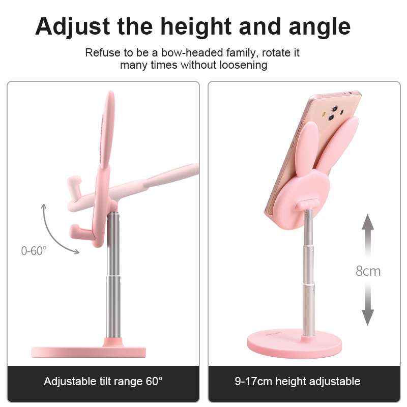 Rabbit Mobile Phone Desktop Stand Adjustable Lifting Telescopic Portable Rabbit Mobile Phone Holder Tablet Computer Bracket