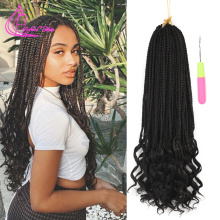 Refined 22Strands Crochet Box Braids Curly Ends 14 18 22Inch Ombre Color Synthetic Braiding Hair Extensions Black Brown Burgundy