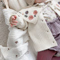 MILANCEL 2020 Baby Sweaters Ruffle Collar Infant Girls Knitwear Embroidery Baby Cardigans