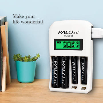PALO 4 Slots LCD Display Smart Intelligent 1.2V aa aaa Battery Charger For AA AAA NiCd NiMh Rechargeable Batteries