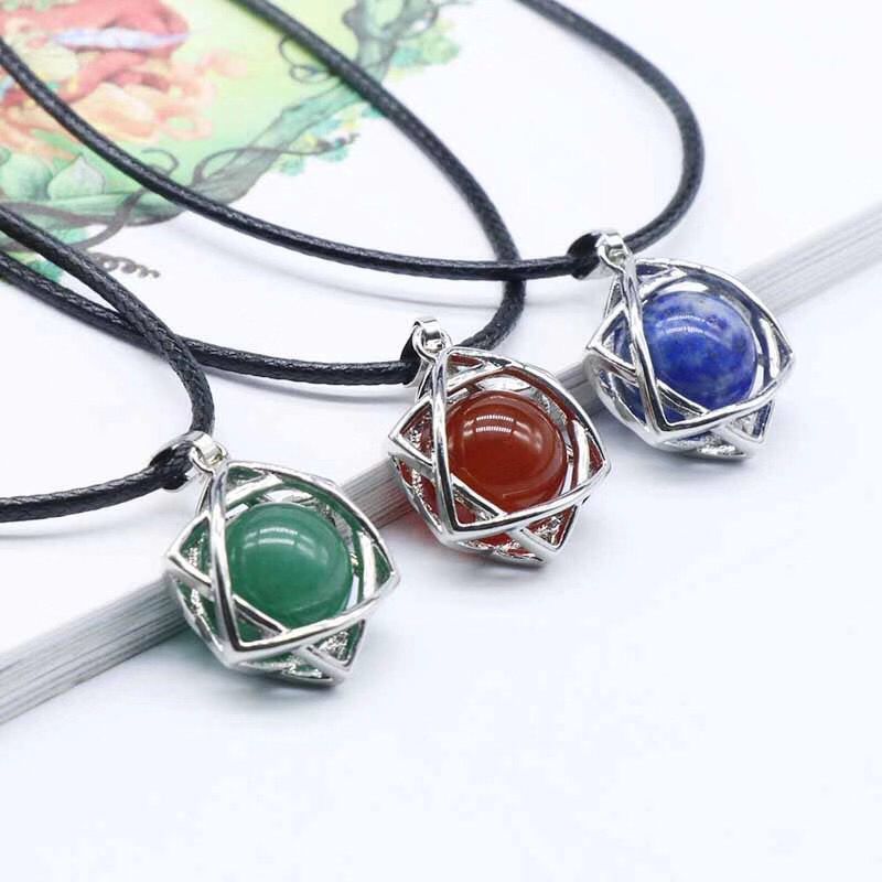 Natural crystal six pointed star Pendant Necklace pendulum chakra red agate leather rope necklaces jewelry