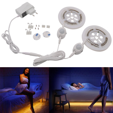 Single/Double Bed LED Strip Light 2835 12V Motion Sensor Waterproof Smart Led Night Light Warm White Lamp Kit with Power Adapter