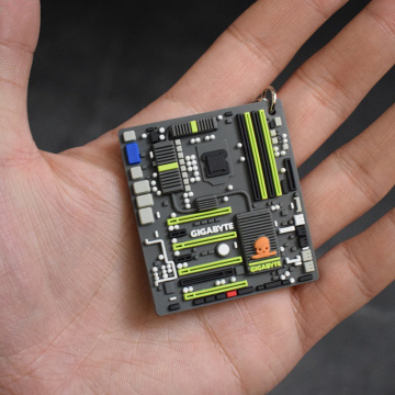 Creative GIGABYTE Motherboard Keychain Mini Mainboard Model Car Keyring Soft Rubber systemboard Pendant Intel AMD CPU Man Gift
