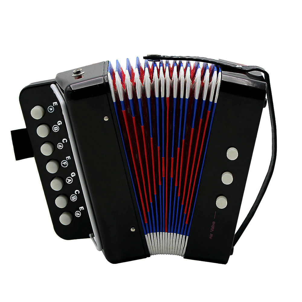 High Quality 7-Key Accordion 2 Bass Mini Accordion Educational Musical Instrument Rhythm Band for Kids Black/Red/Blue(optional)